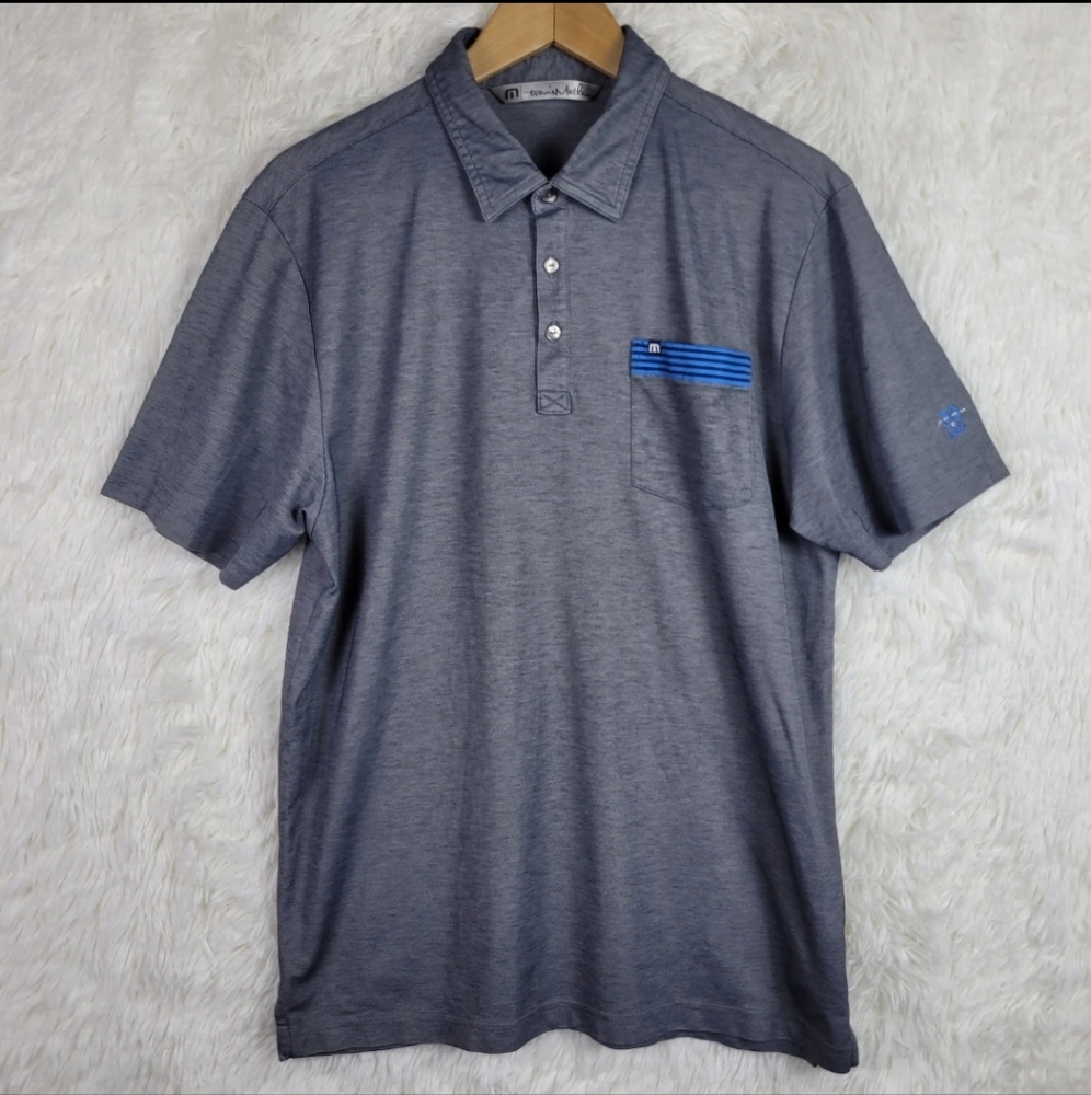 Travis Mathew Mens L Gray Pima Cotton Performance Polo Golf Tennis Preppy